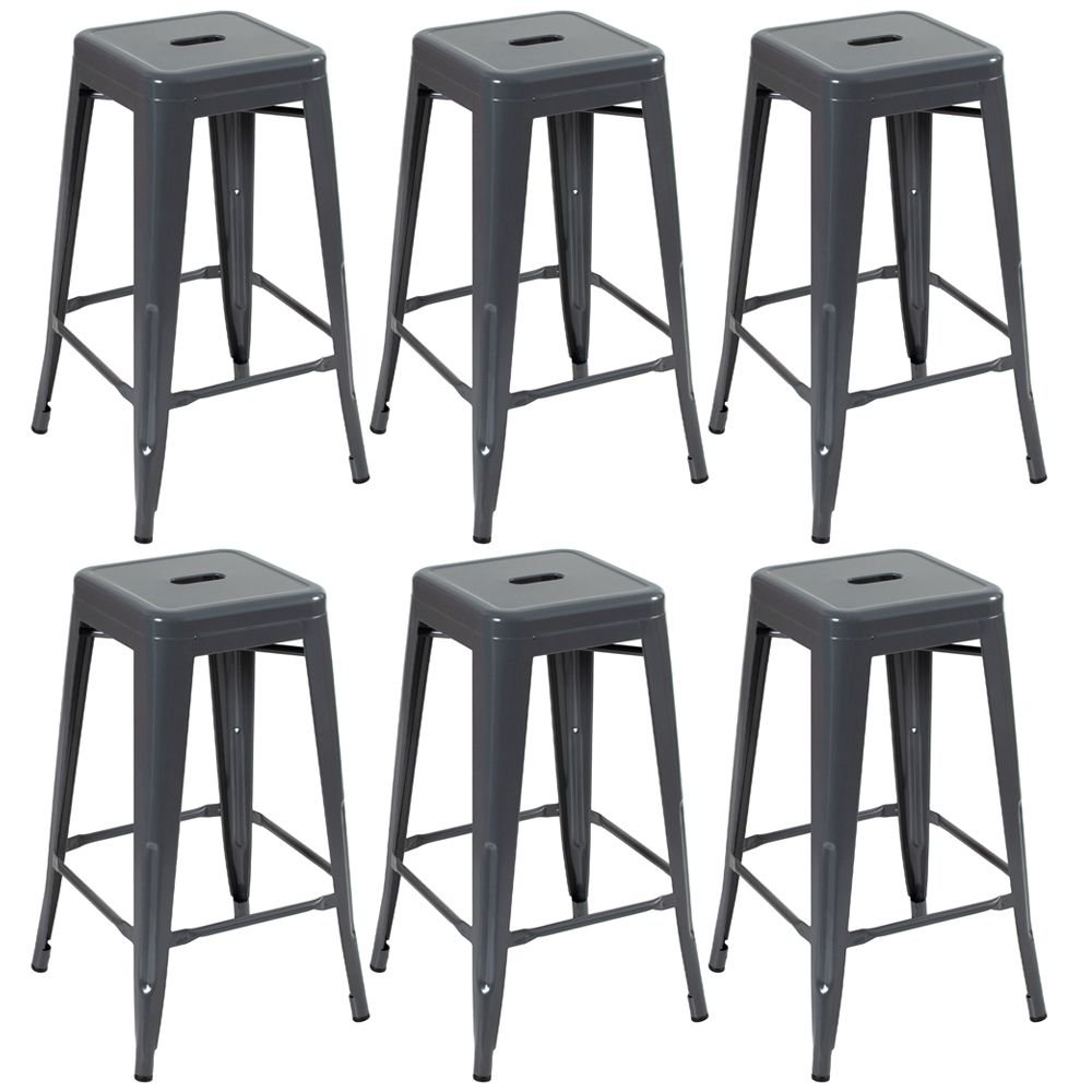 Kit 6 banquetas altas Iron Tolix 76 cm Cinza Escuro