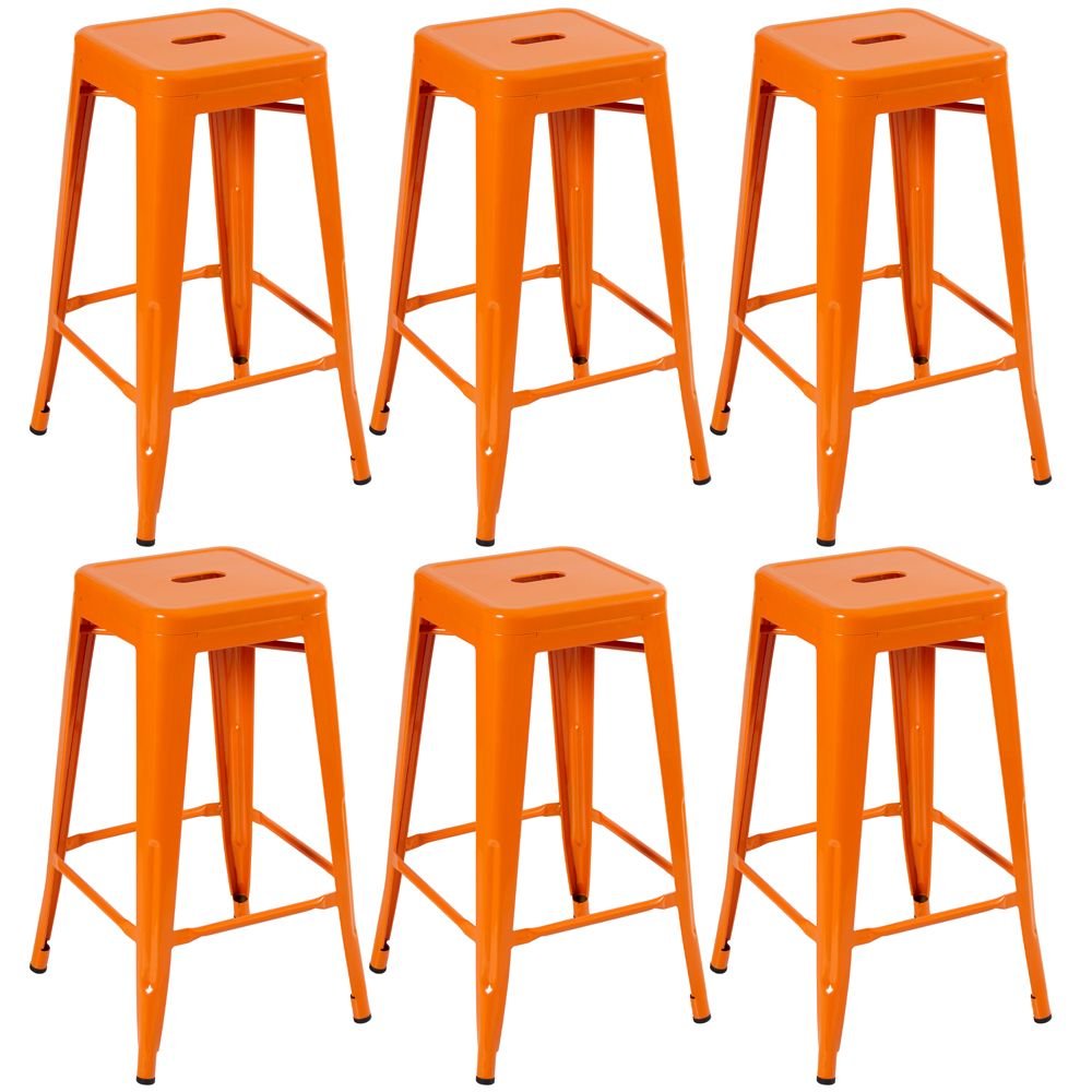 Kit 6 banquetas altas Iron Tolix 76 cm Laranja