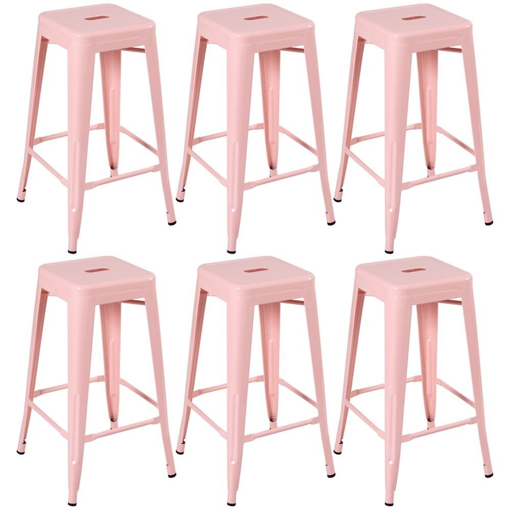 Kit 6 banquetas altas Iron Tolix 76 cm Rosa antigo