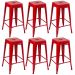 Kit 6 banquetas altas Iron Tolix 76 cm Vermelho