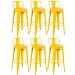 Kit 6 banquetas altas Iron Tolix com encosto 76 cm Amarelo