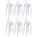 Kit 6 banquetas altas Iron Tolix com encosto 76 cm Branco