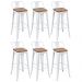 Kit 6 banquetas altas Iron Tolix com encosto e assento madeira 76 cm industrial bancada bar cozinha Branco
