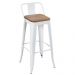 Kit 6 banquetas altas Iron Tolix com encosto e assento madeira 76 cm industrial bancada bar cozinha Branco