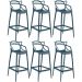 Kit 6 banquetas altas Masters Allegra 76 cm Azul petróleo