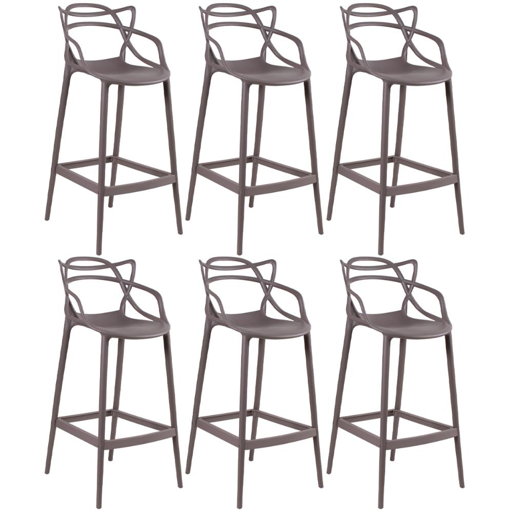 Kit 6 banquetas altas Masters Allegra 76 cm Fendi