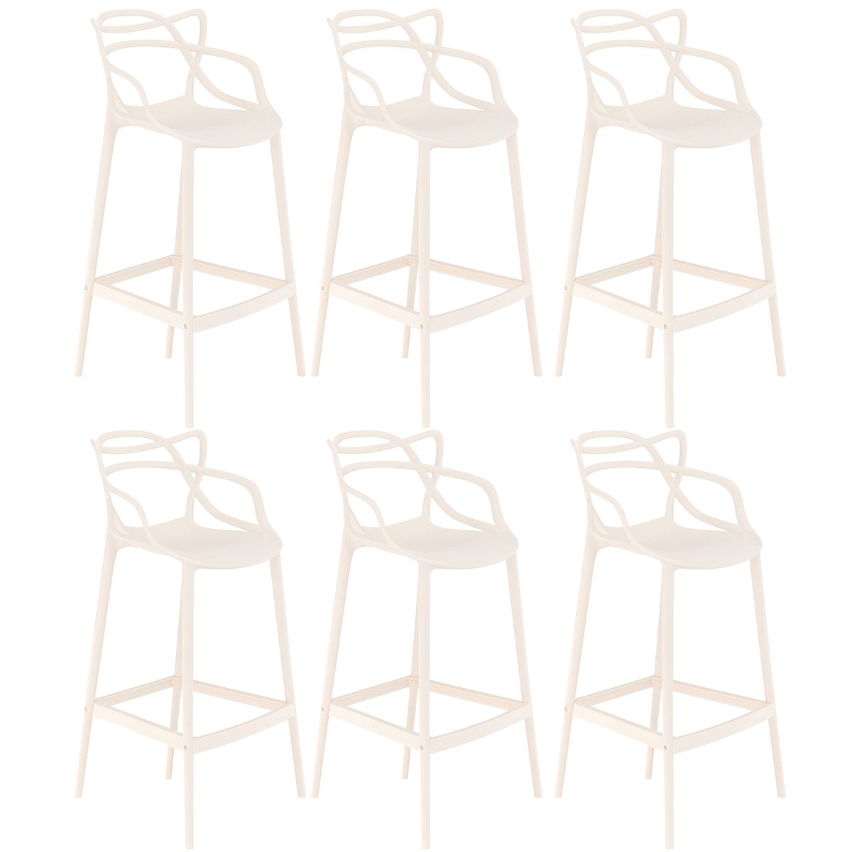 Kit 6 banquetas altas bancada cozinha Masters Allegra Creme