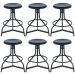 Kit 6 banquetas altas cozinha industrial loft aço giratória York Preto