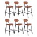 Kit 6 banquetas altas estofadas industrial retro Boston Marrom caramelo