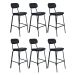 Kit 6 banquetas altas estofadas industrial retro Boston Preto
