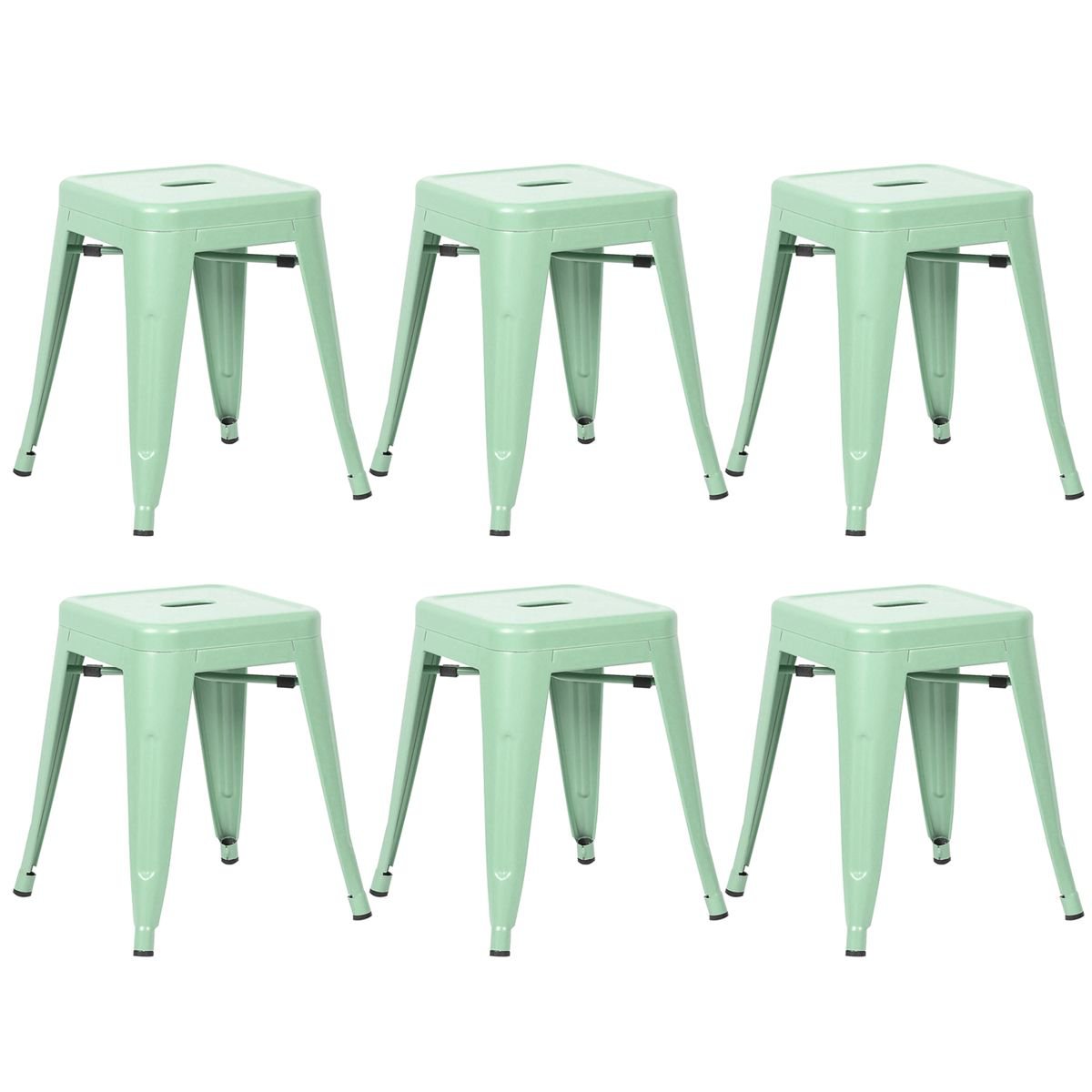 Kit 6 banquetas baixas Iron Tolix 45 cm Verde Claro