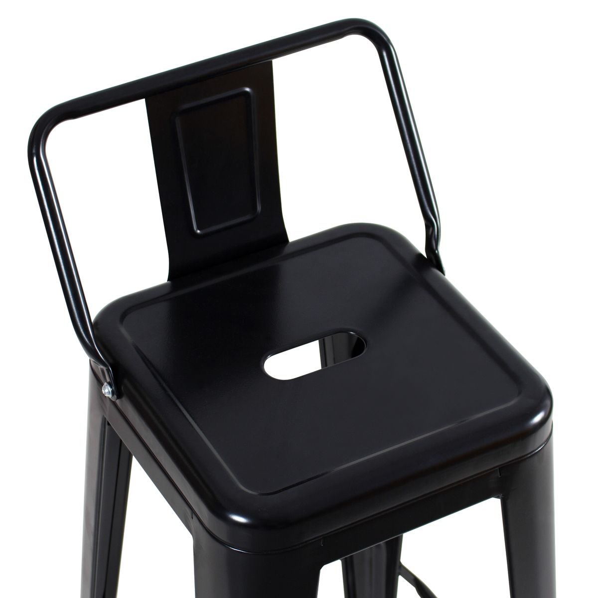 Kit 6 banquetas médias Iron Tolix com encosto 66 cm Preto