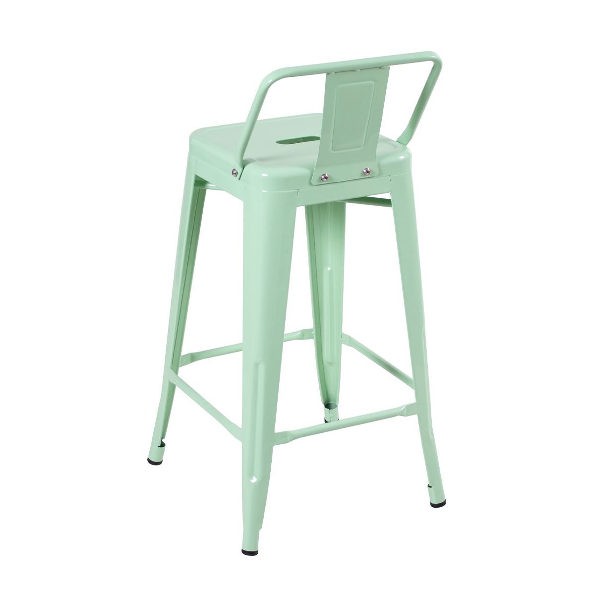 Kit 6 banquetas médias Iron Tolix com encosto 66 cm Verde Claro