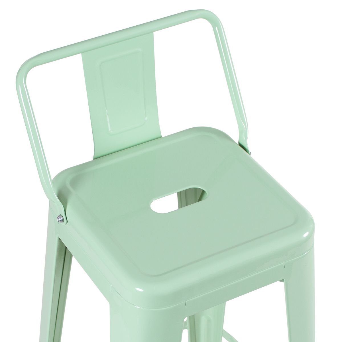 Kit 6 banquetas médias Iron Tolix com encosto 66 cm Verde Claro