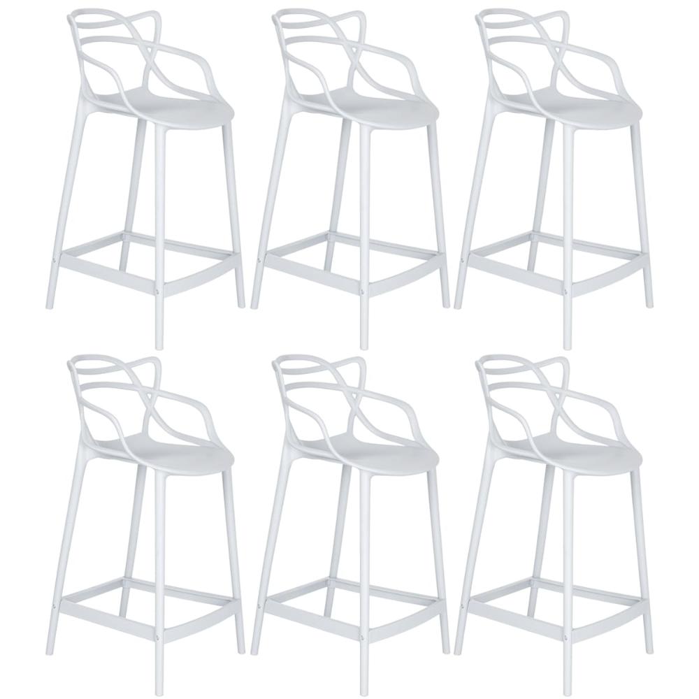 Kit 6 banquetas médias Masters Allegra 66 cm Branco