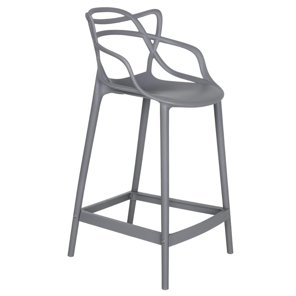 Kit 6 banquetas médias Masters Allegra 66 cm Cinza escuro