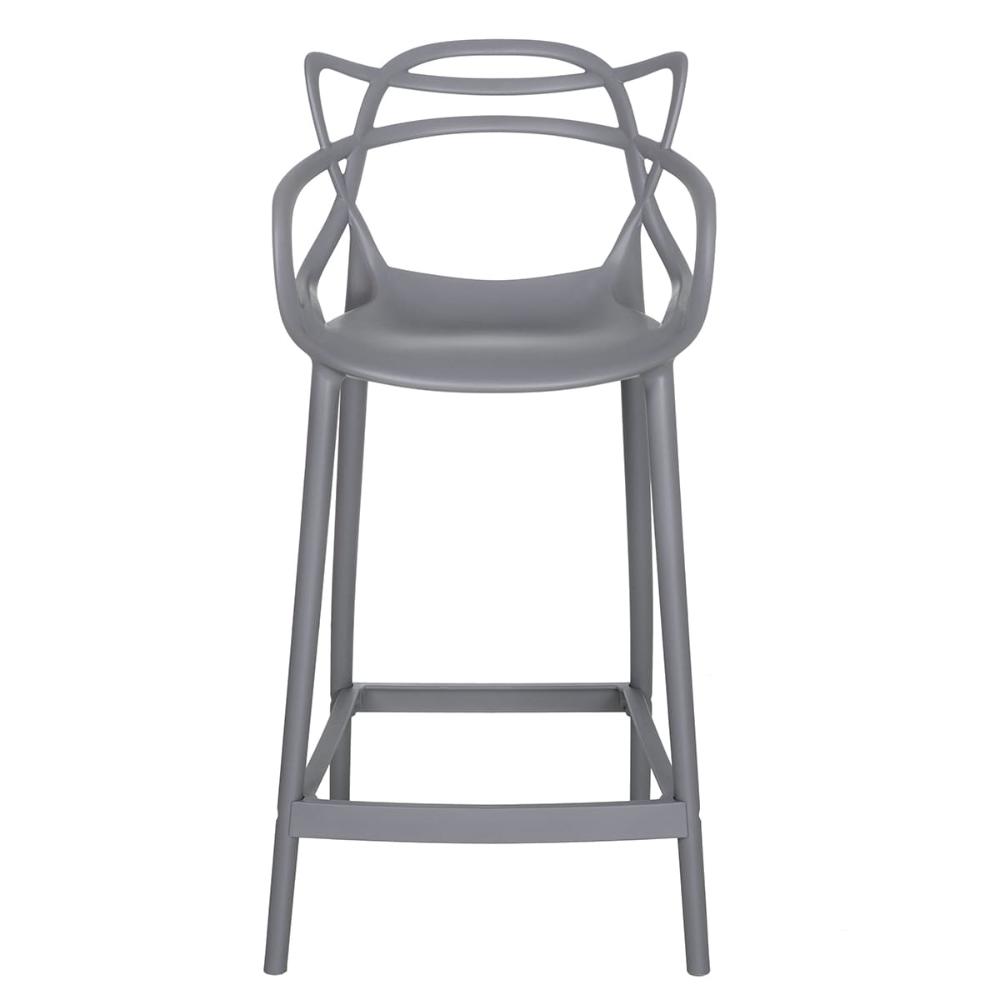 Kit 6 banquetas médias Masters Allegra 66 cm Cinza escuro