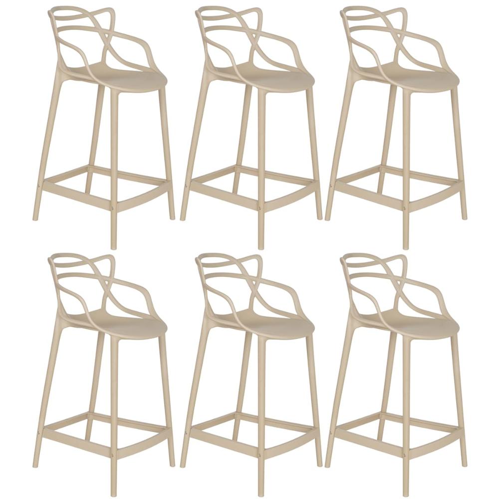 Kit 6 banquetas médias Masters Allegra 66 cm Nude
