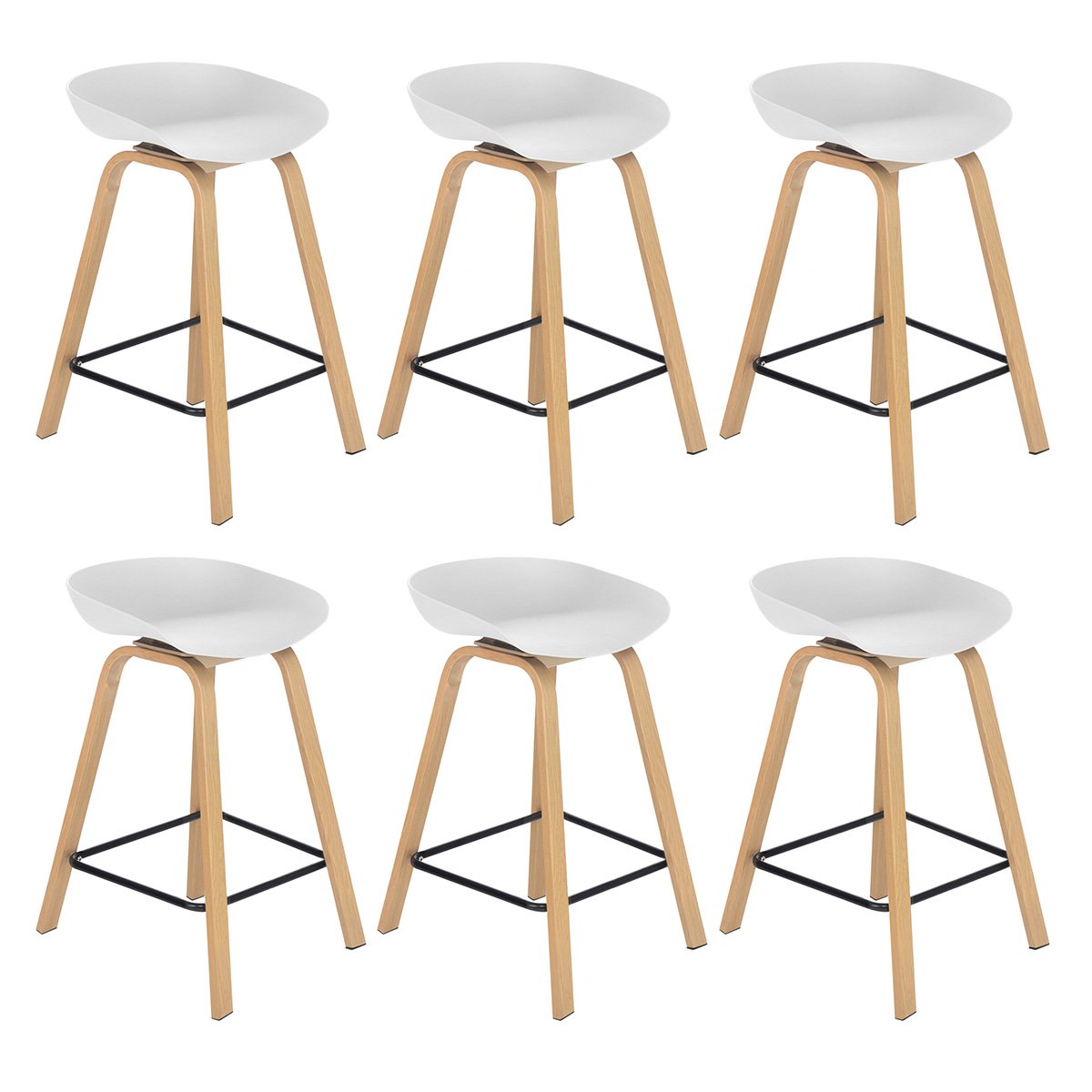 Kit 6 banquetas médias bancada cozinha Cassia BD 66 cm Branco