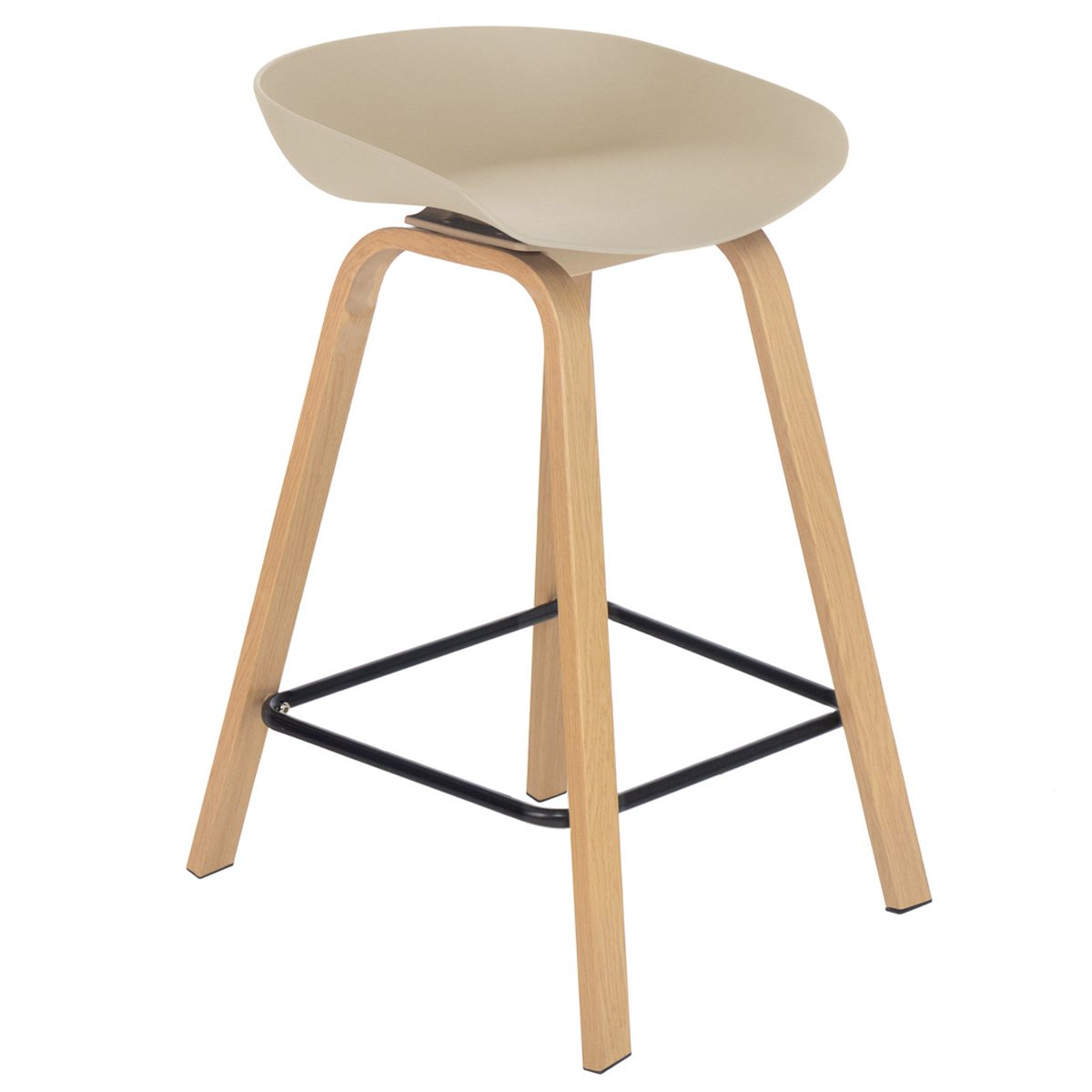 Kit 6 banquetas médias bancada cozinha Cassia BD 66 cm Nude