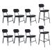 Kit 6 cadeiras + 2 banquetas estofadas industrial Loft Vintage Boston Preto