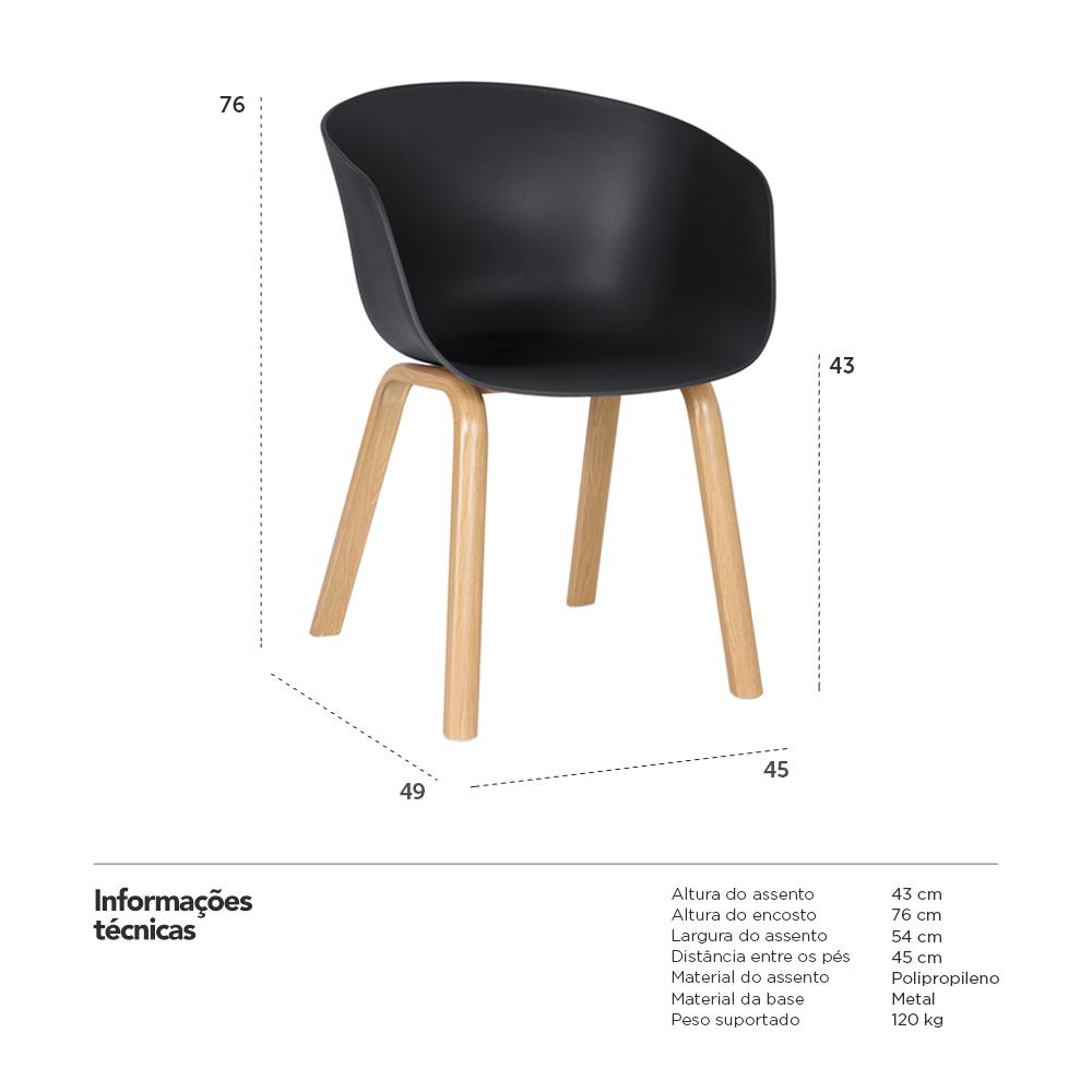 Kit 6 cadeiras Cassia Preto
