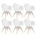Kit 6 cadeiras Charles Eames Eiffel DAW com braços e pés de madeira clara Branco
