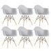 Kit 6 cadeiras Charles Eames Eiffel DAW com braços e pés de madeira clara Cinza-claro