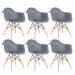 Kit 6 cadeiras Charles Eames Eiffel DAW com braços e pés de madeira clara Cinza-escuro