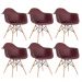 Kit 6 cadeiras Charles Eames Eiffel DAW com braços e pés de madeira clara Marrom