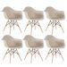 Kit 6 cadeiras Charles Eames Eiffel DAW com braços e pés de madeira clara Nude