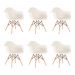 Kit 6 cadeiras Charles Eames Eiffel DAW com pés de madeira clara Creme