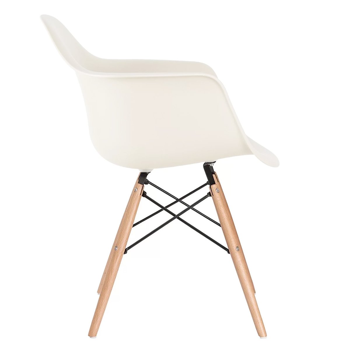 Kit 6 cadeiras Charles Eames Eiffel DAW com pés de madeira clara Creme