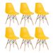 Kit 6 cadeiras Charles Eames Eiffel DSW com pés de madeira clara Amarelo