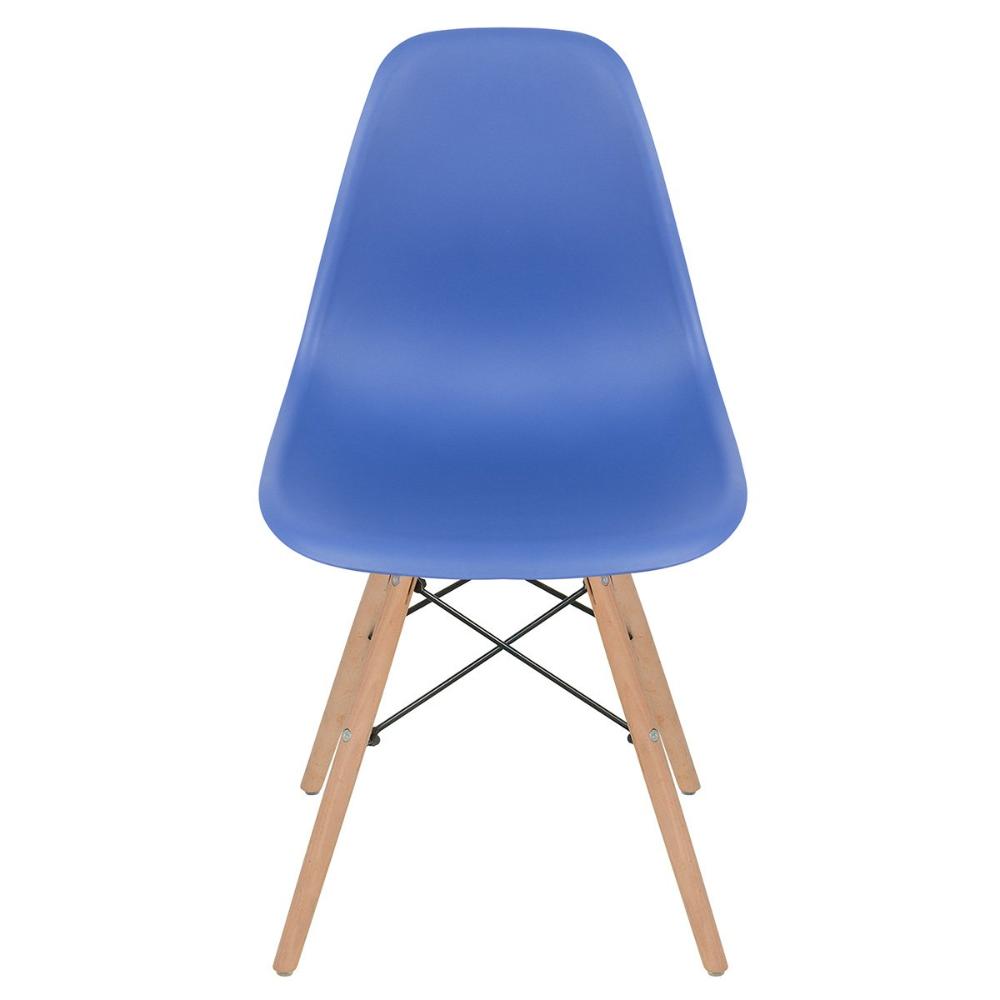 Kit 6 cadeiras Charles Eames Eiffel DSW com pés de madeira clara Azul-escuro