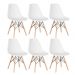 Kit 6 cadeiras Charles Eames Eiffel DSW com pés de madeira clara Branco