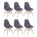 Kit 6 cadeiras Charles Eames Eiffel DSW com pés de madeira clara Cinza névoa