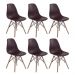 Kit 6 cadeiras Charles Eames Eiffel DSW com pés de madeira clara Marrom - Assento nacional
