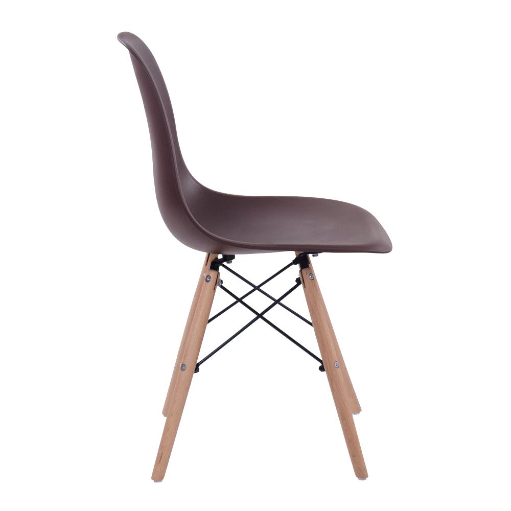 Kit 6 cadeiras Charles Eames Eiffel DSW com pés de madeira clara Marrom - Assento nacional