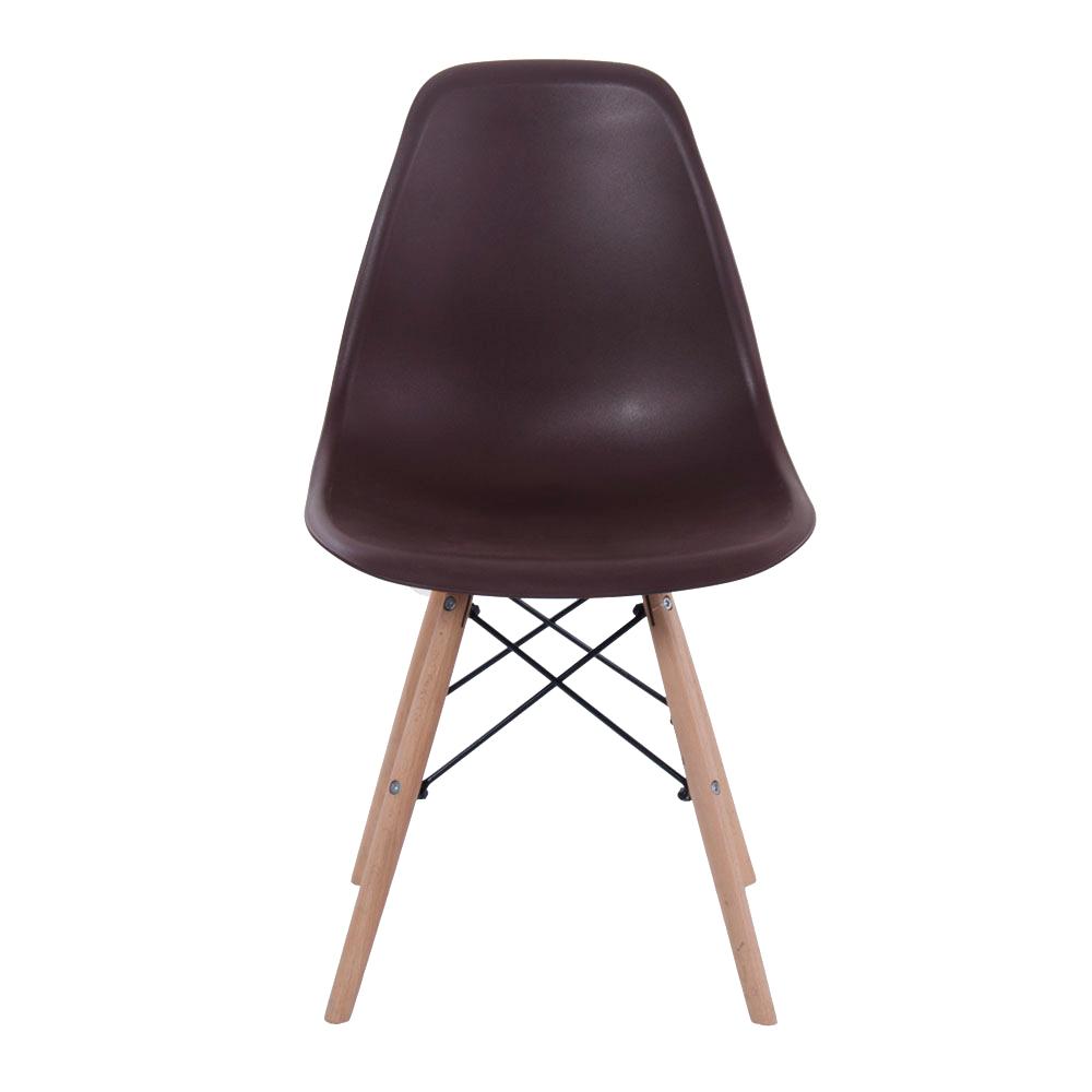 Kit 6 cadeiras Charles Eames Eiffel DSW com pés de madeira clara Marrom - Assento nacional