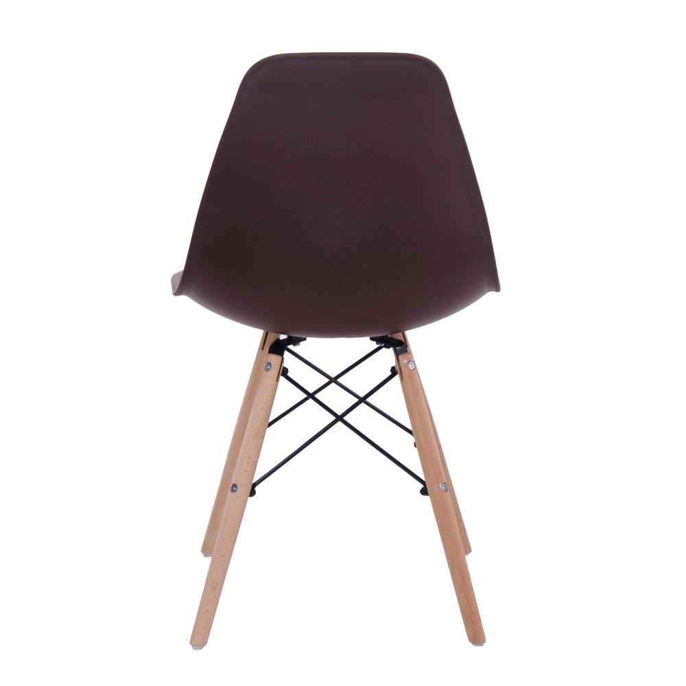 Kit 6 cadeiras Charles Eames Eiffel DSW com pés de madeira clara Marrom - Assento nacional