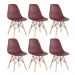 Kit 6 cadeiras Charles Eames Eiffel DSW com pés de madeira clara Marrom
