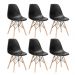 Kit 6 cadeiras Charles Eames Eiffel DSW com pés de madeira clara Preto