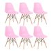 Kit 6 cadeiras Charles Eames Eiffel DSW com pés de madeira clara Rosa claro