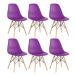 Kit 6 cadeiras Charles Eames Eiffel DSW com pés de madeira clara Roxo