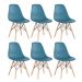 Kit 6 cadeiras Charles Eames Eiffel DSW com pés de madeira clara Turquesa