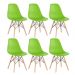 Kit 6 cadeiras Charles Eames Eiffel DSW com pés de madeira clara Verde claro