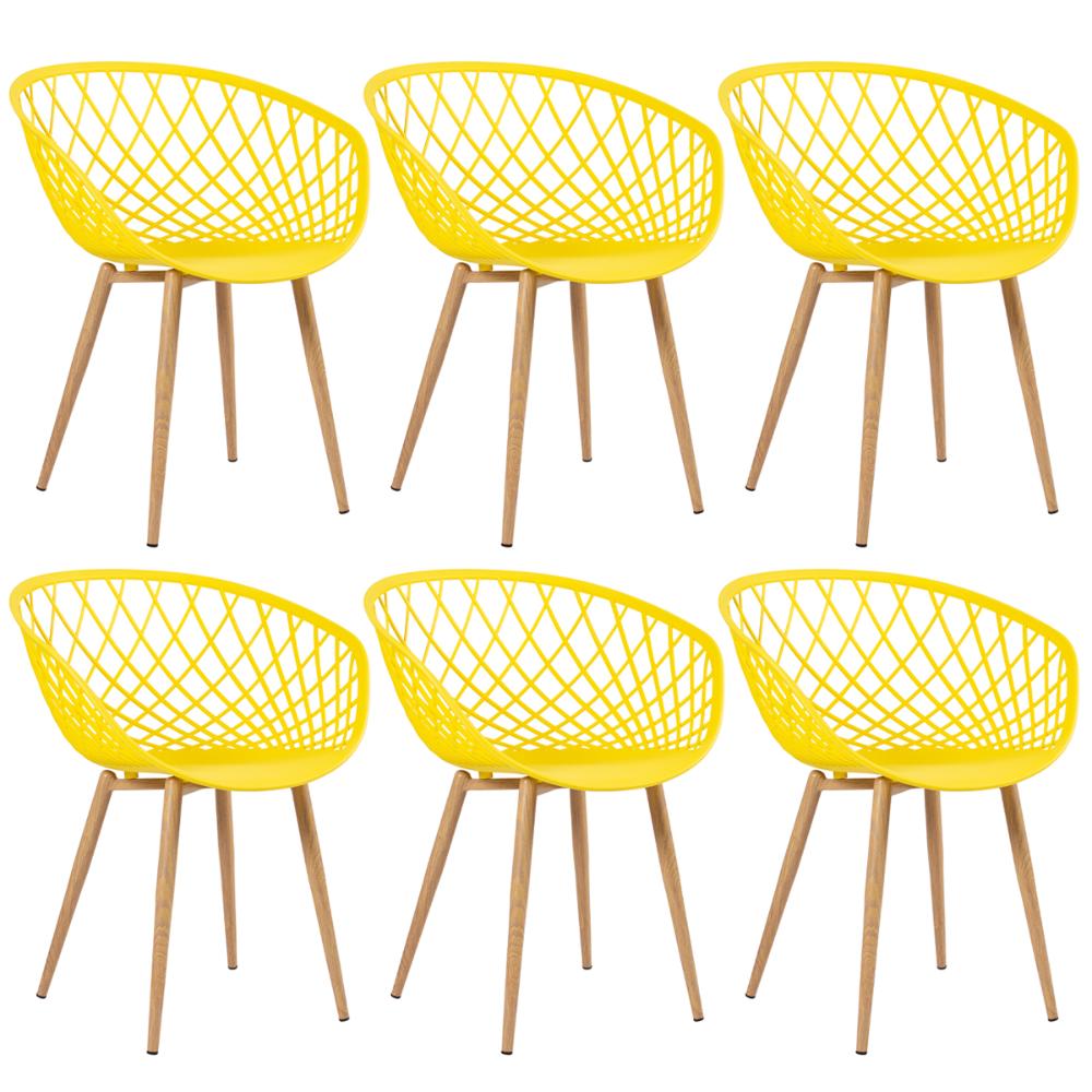 Kit 6 cadeiras Clarice Nest Sidera com apoio de braços Amarelo