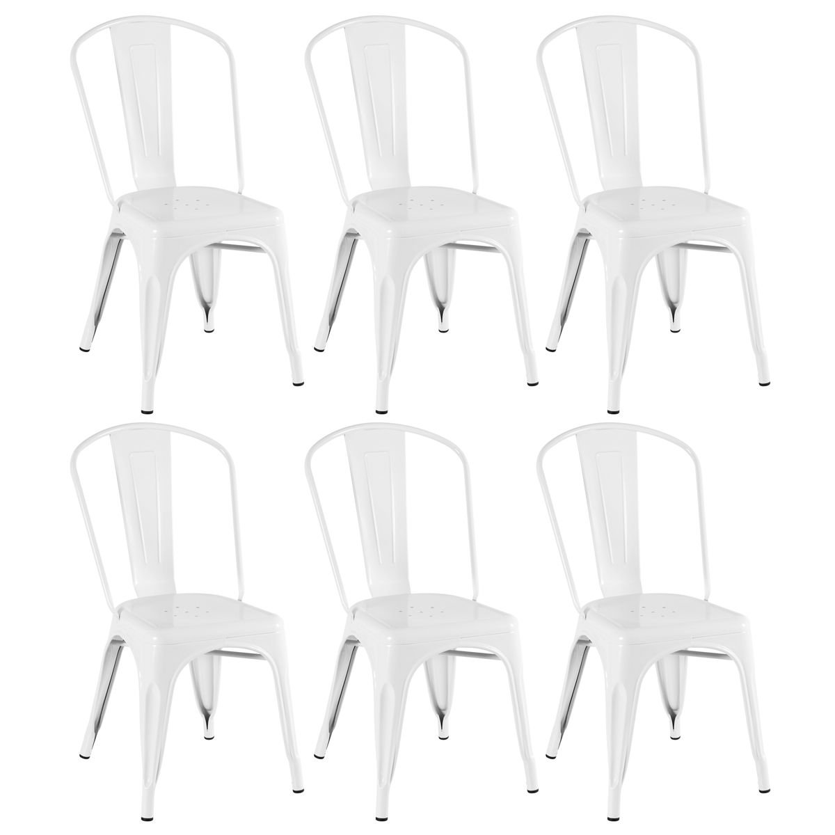 Kit 6 cadeiras Iron Tolix design indutrial jantar cozinha Branco