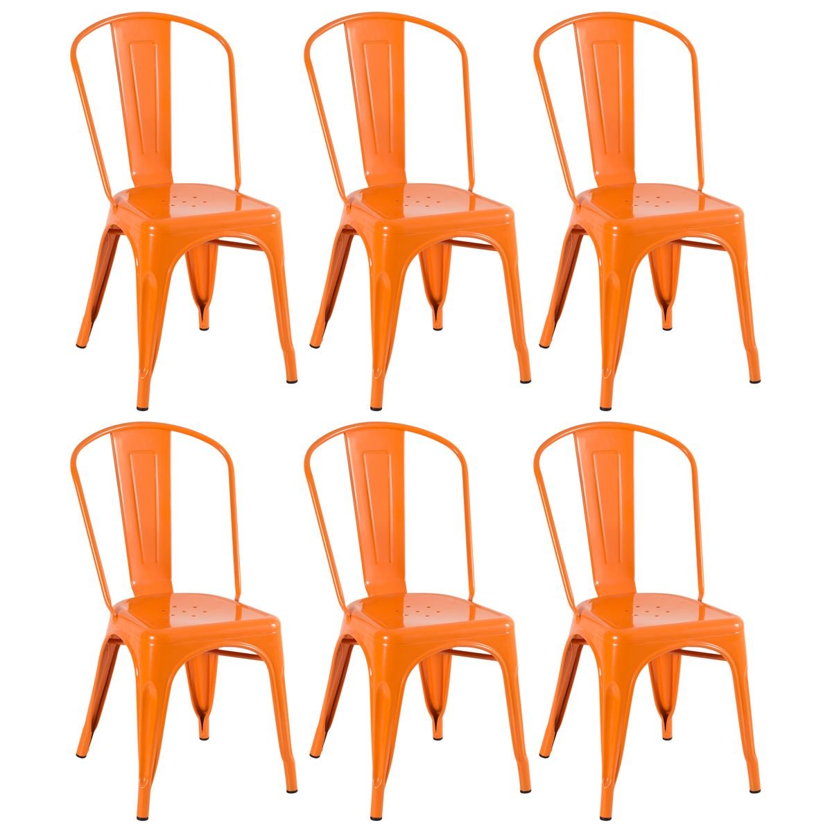 Kit 6 cadeiras Iron Tolix design indutrial jantar cozinha Laranja